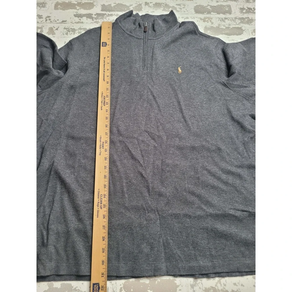 Polo Ralph Lauren Estate Rib 1/4 Zip‎ Gray Sweater Men's XXL 100% Cotton Preppy